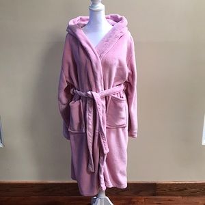 Pembrook Soft Pink Fleece Hooded Robe Size S/M